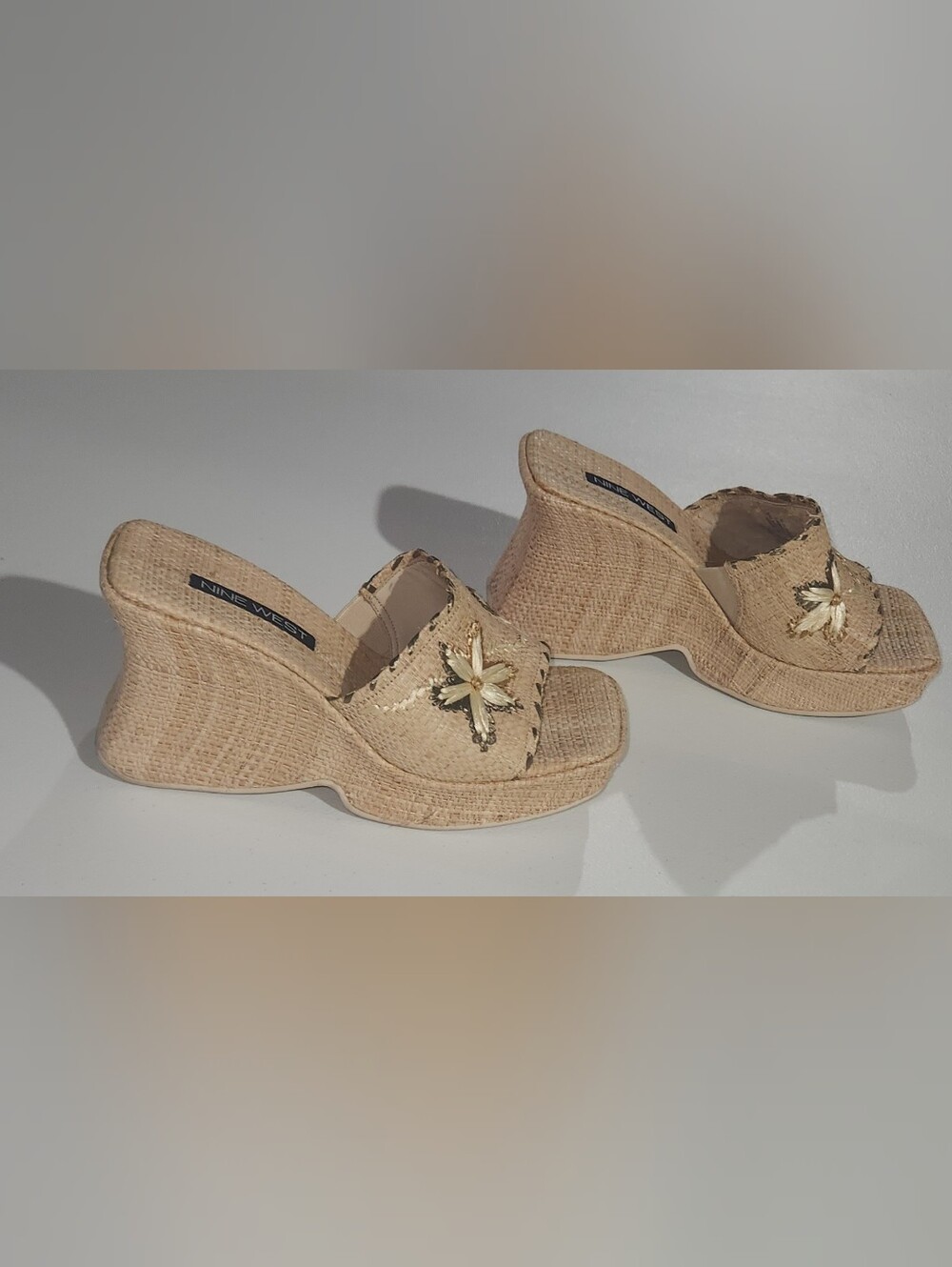 Nine West raffia-style wedge sandals Size 7